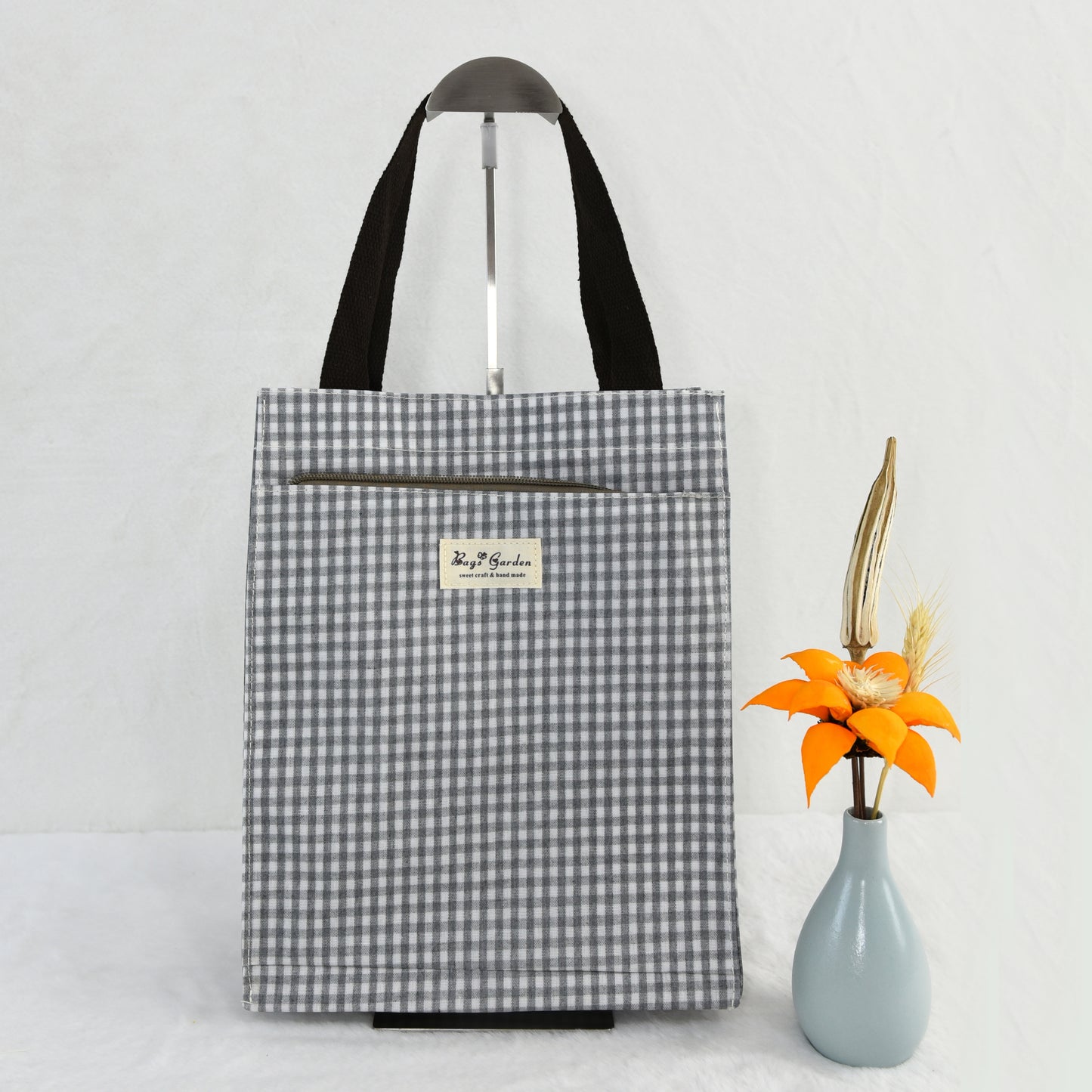 Bolso de Mano pequeño Impermeable Vichy | Bolsa de Almuerzo y Uso Diario