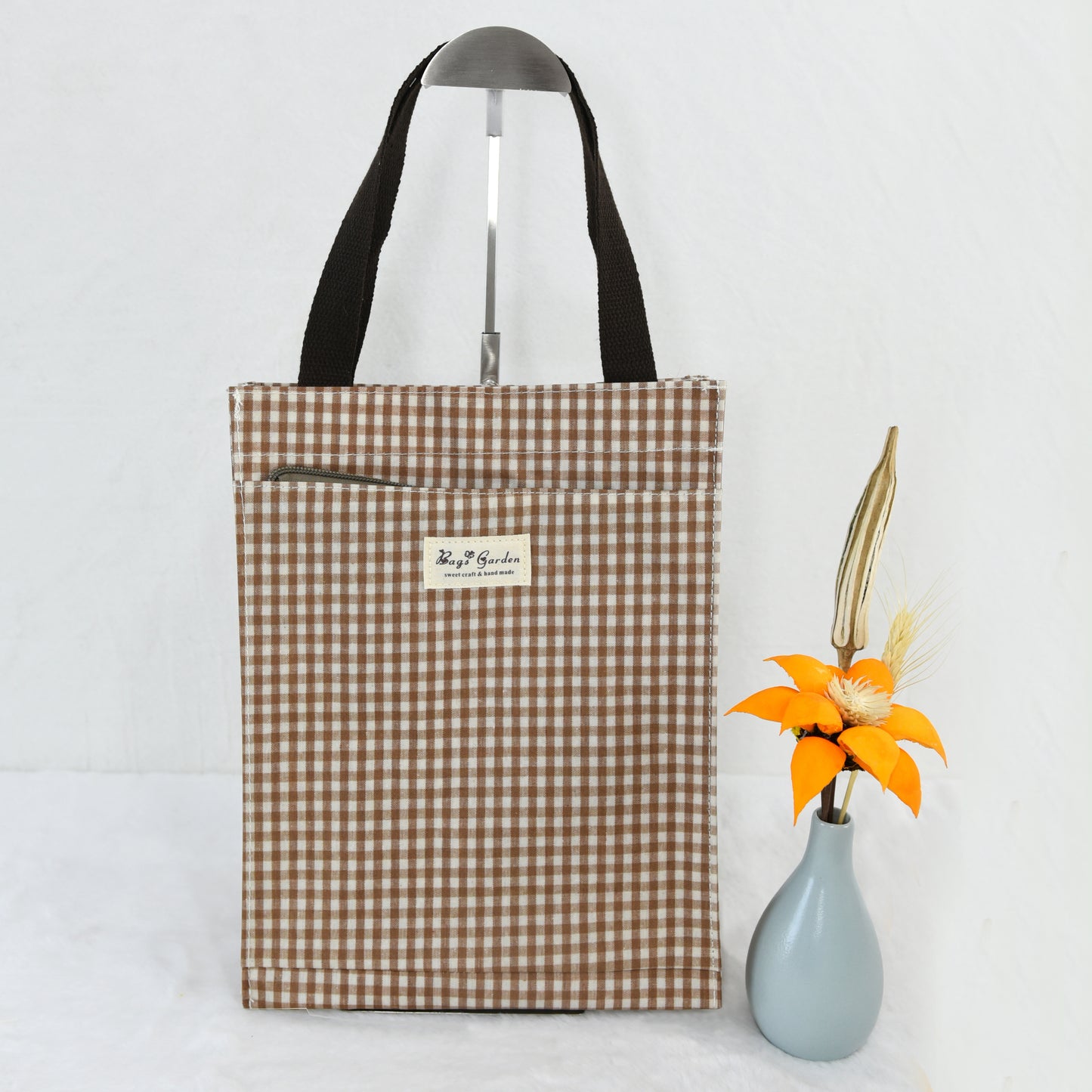 Bolso de Mano mediano Impermeable Vichy | Bolsa de Almuerzo y Uso Diario