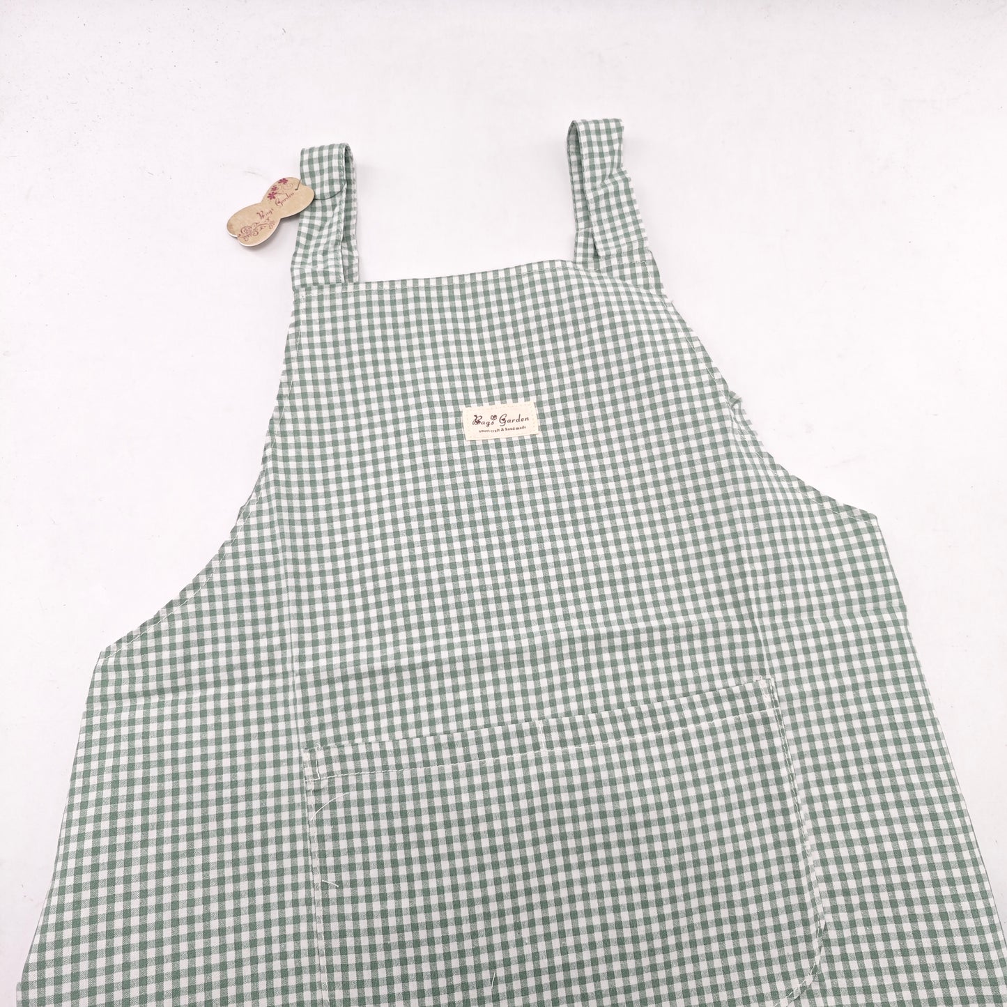 Delantal Impermeable Vichy | Delantal de Cocina con Bolsillo y Lazo en la Espalda