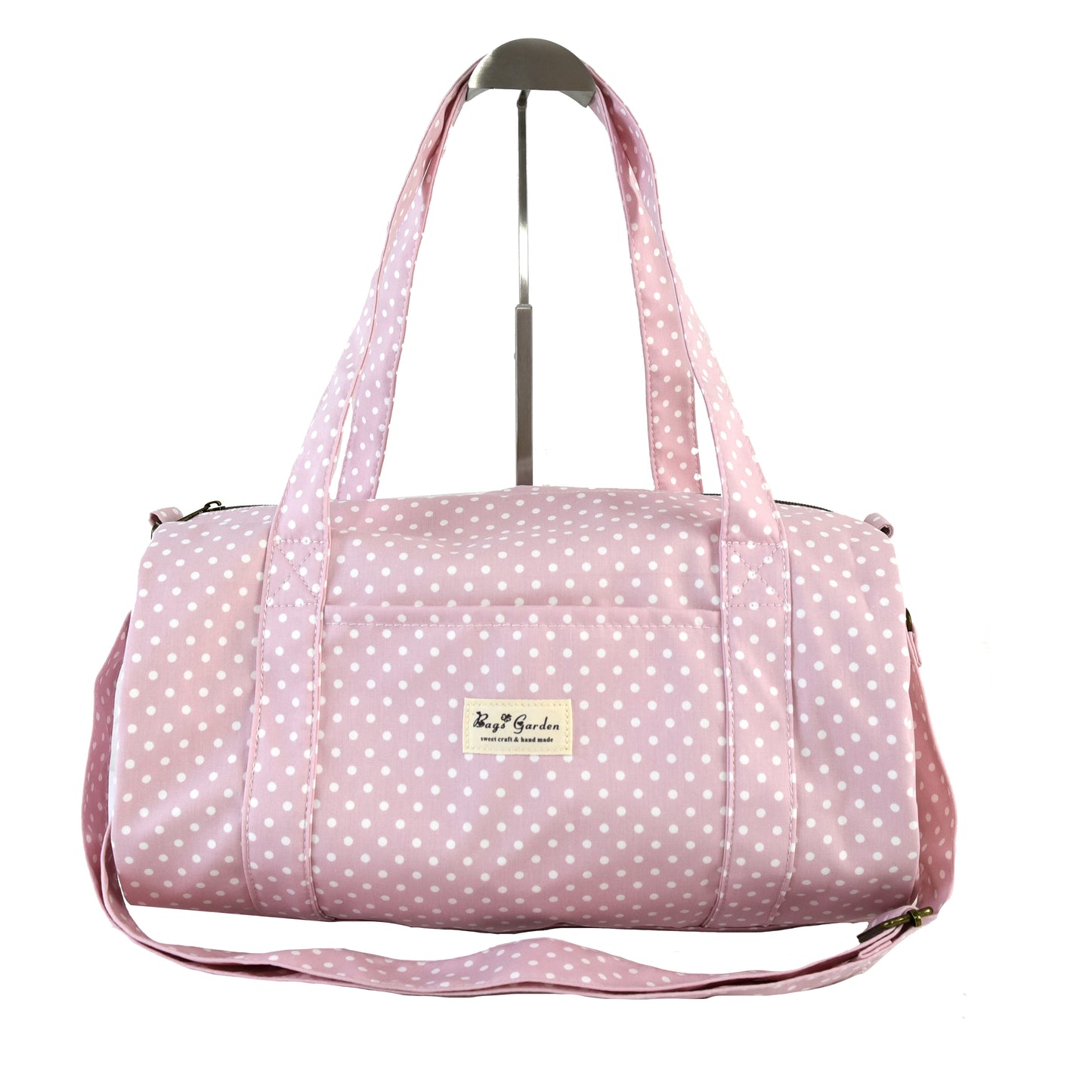 Polka dot cotton barrel bag