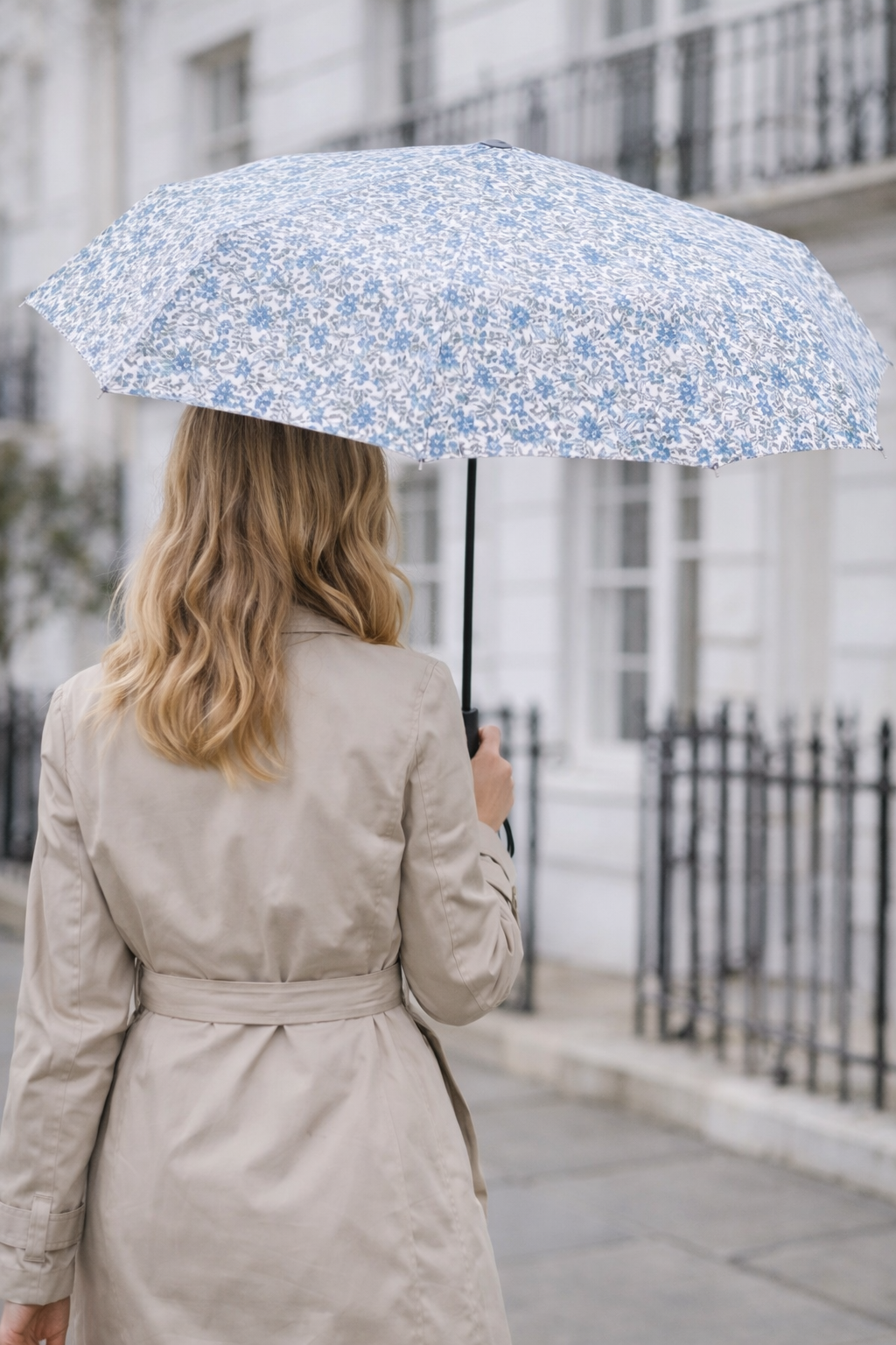 Paraguas Plegable Automático Floral | Paraguas Compacto de Viaje