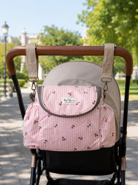 Organizador para Carrito de Bebé Rayas con Cerezas
