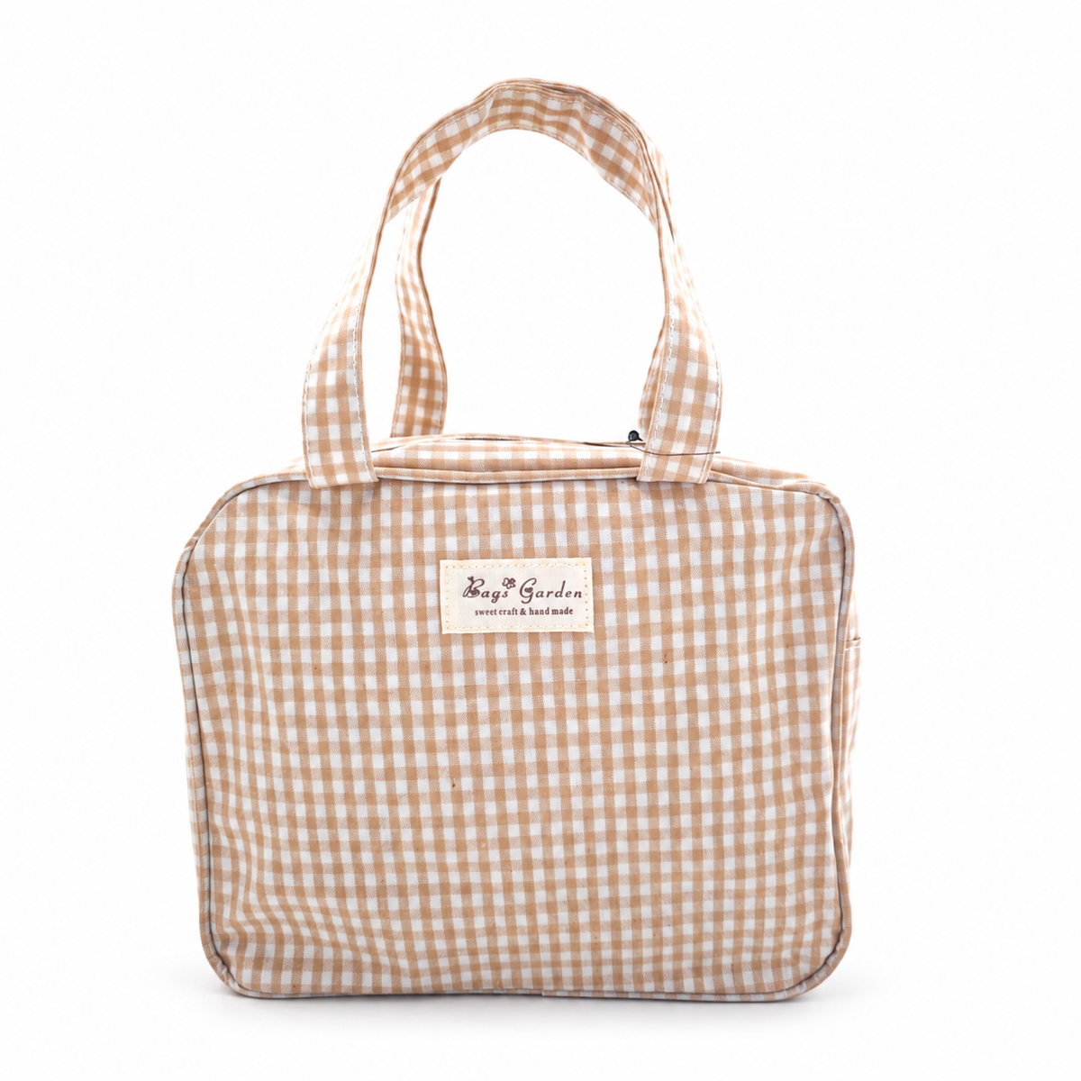 Bolso de Mano Vichy con Cremallera, Dos Asas e Interior Forrado
