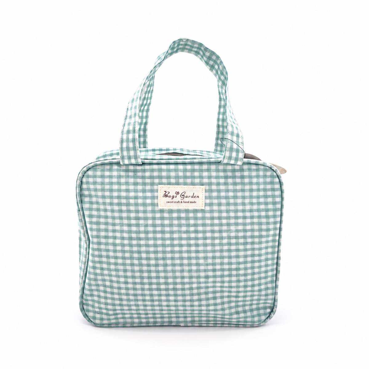 Bolso de Mano Vichy con Cremallera, Dos Asas e Interior Forrado
