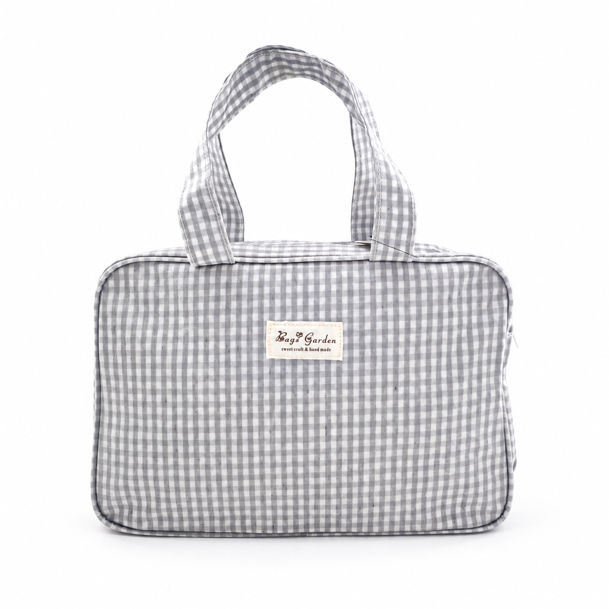 Bolso de Mano Rectangular Vichy con Cremallera y Bolsillo Interior