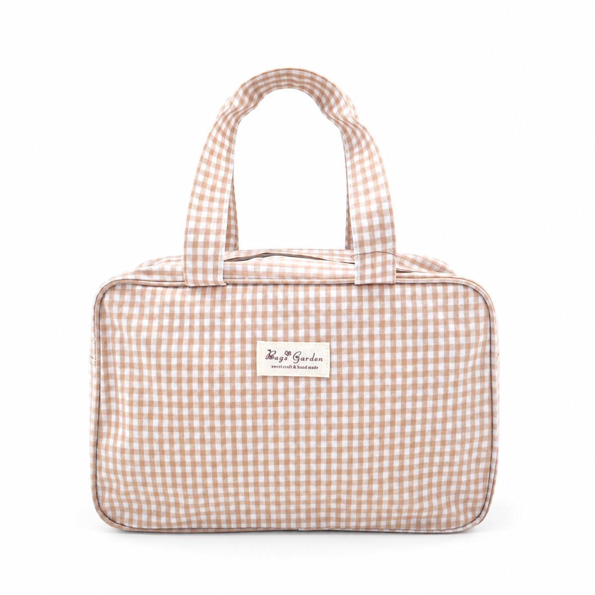 Bolso de Mano Rectangular Vichy con Cremallera y Bolsillo Interior