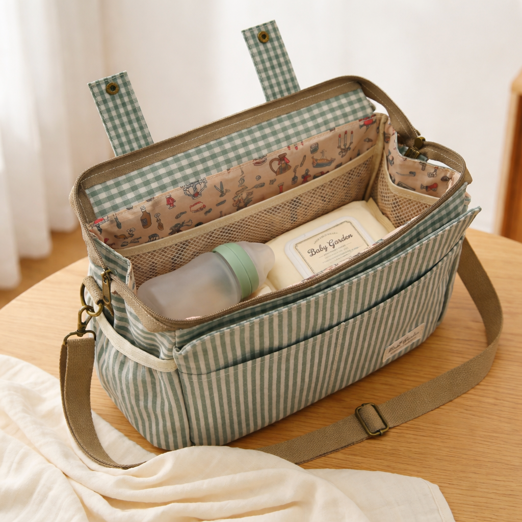 Organizador de Carrito de Bebé Impermeable con Rayas