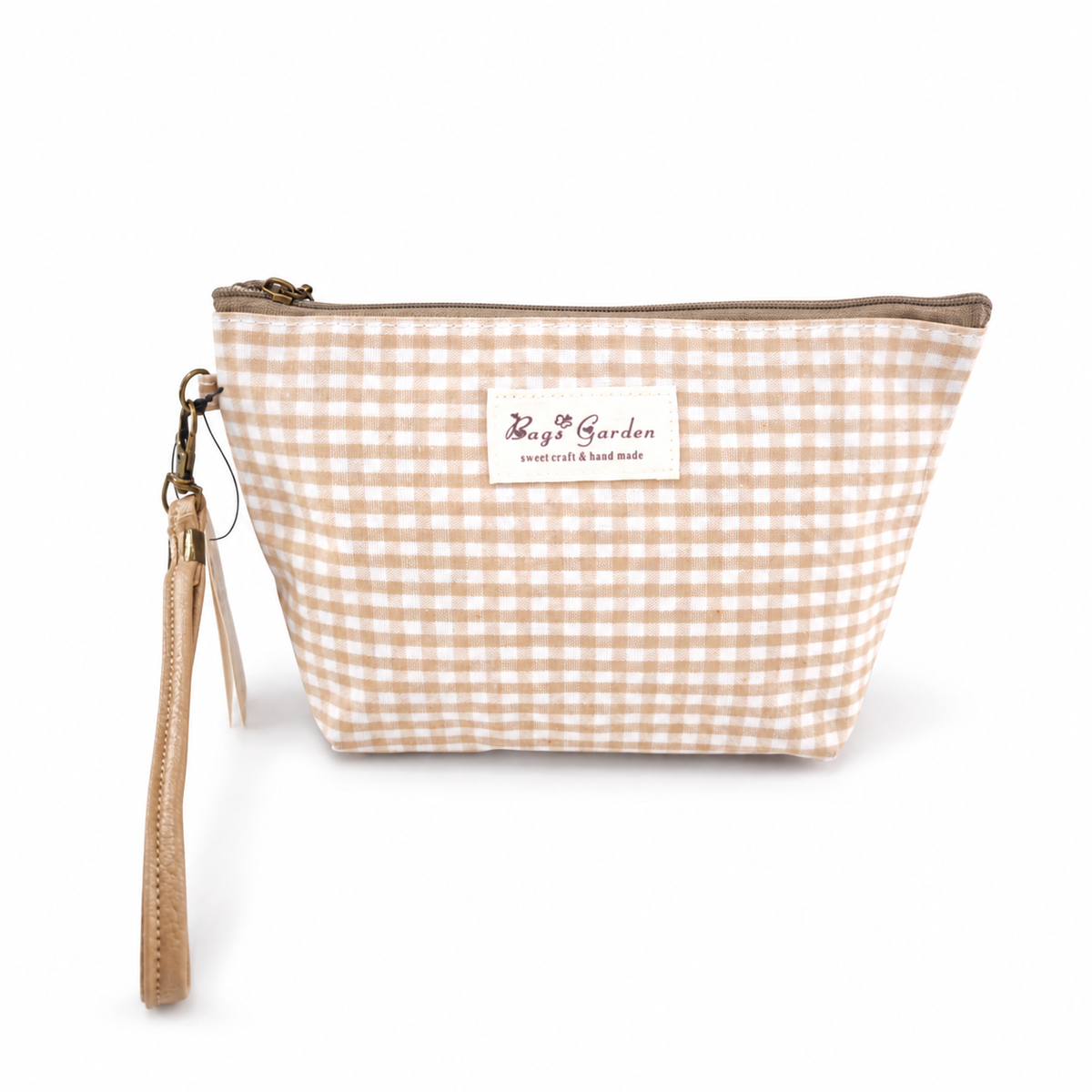 Neceser Pequeño Vichy Impermeable con Asa de Muñeca