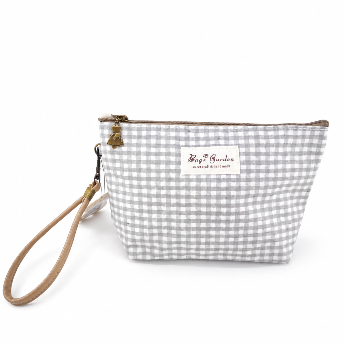Neceser Pequeño Vichy Impermeable con Asa de Muñeca