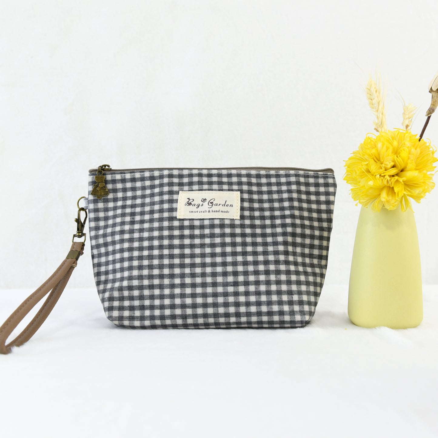 Neceser pequeño Impermeable Vichy | Bolsa de Aseo con Cremaller