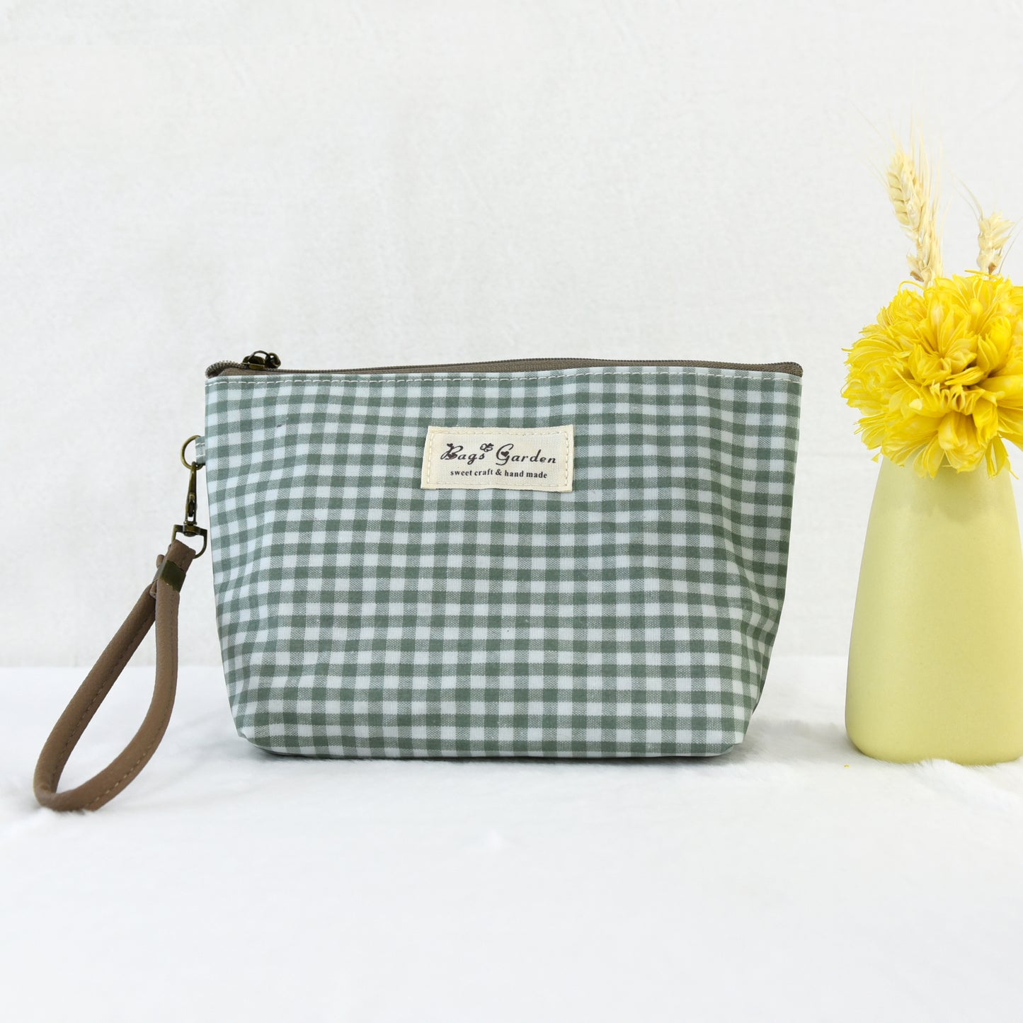 Neceser pequeño Impermeable Vichy | Bolsa de Aseo con Cremaller