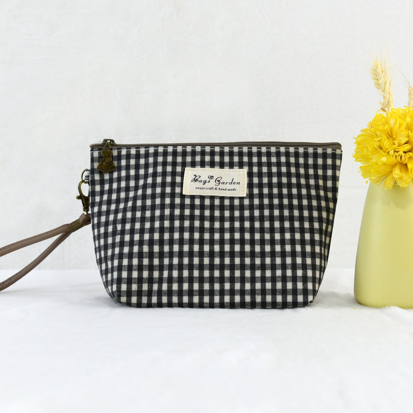 Neceser pequeño Impermeable Vichy | Bolsa de Aseo con Cremaller