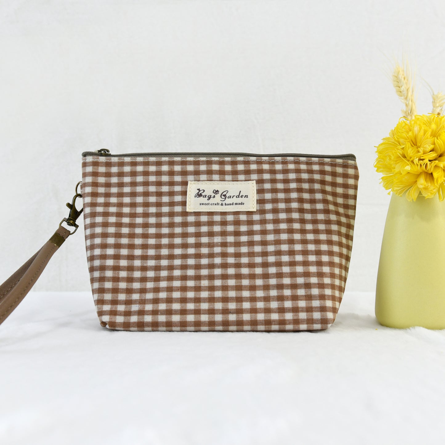 Neceser pequeño Impermeable Vichy | Bolsa de Aseo con Cremaller