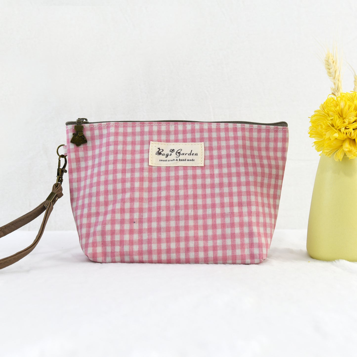 Neceser pequeño Impermeable Vichy | Bolsa de Aseo con Cremaller