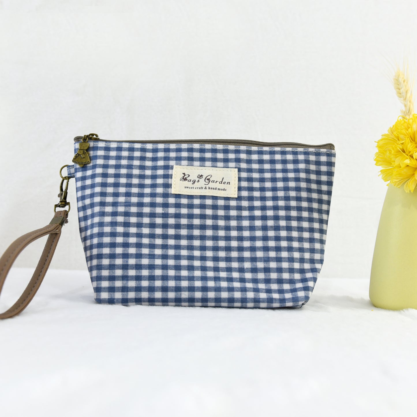 Neceser pequeño Impermeable Vichy | Bolsa de Aseo con Cremaller