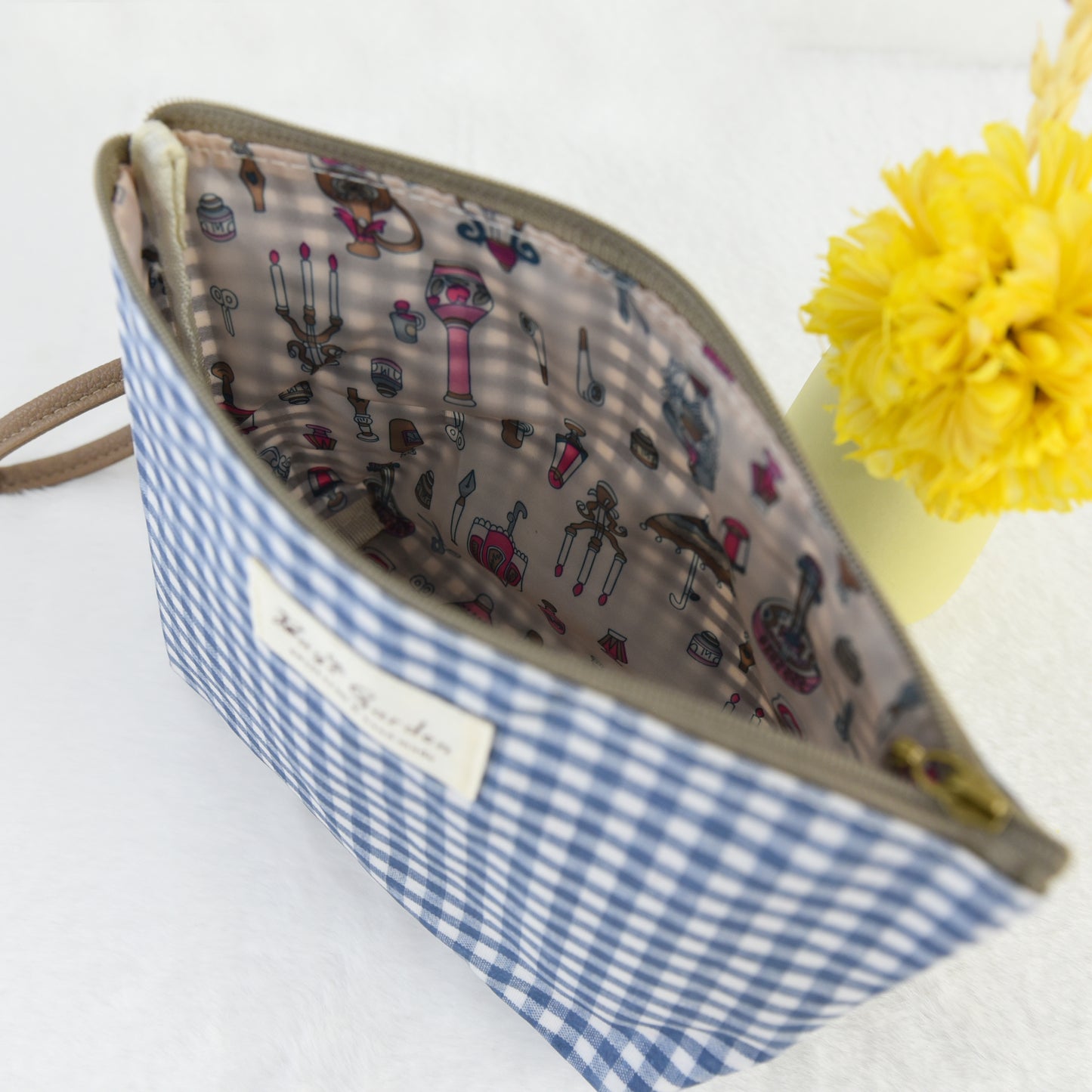 Neceser pequeño Impermeable Vichy | Bolsa de Aseo con Cremaller