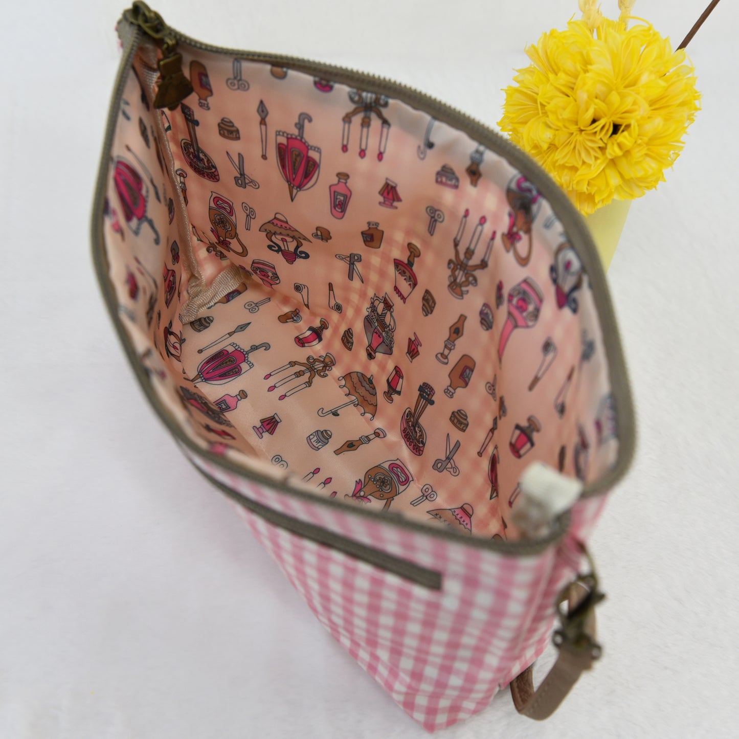 Neceser Mediano Impermeable Vichy | Bolsa de Aseo con Cremallera
