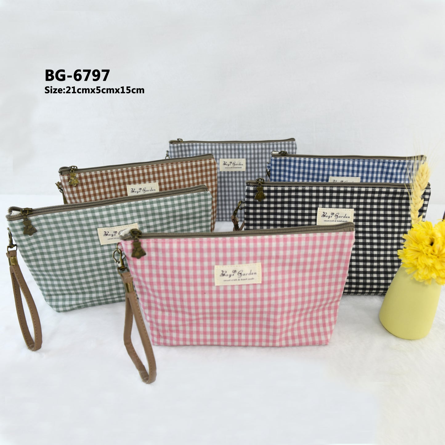 Neceser Mediano Impermeable Vichy | Bolsa de Aseo con Cremallera