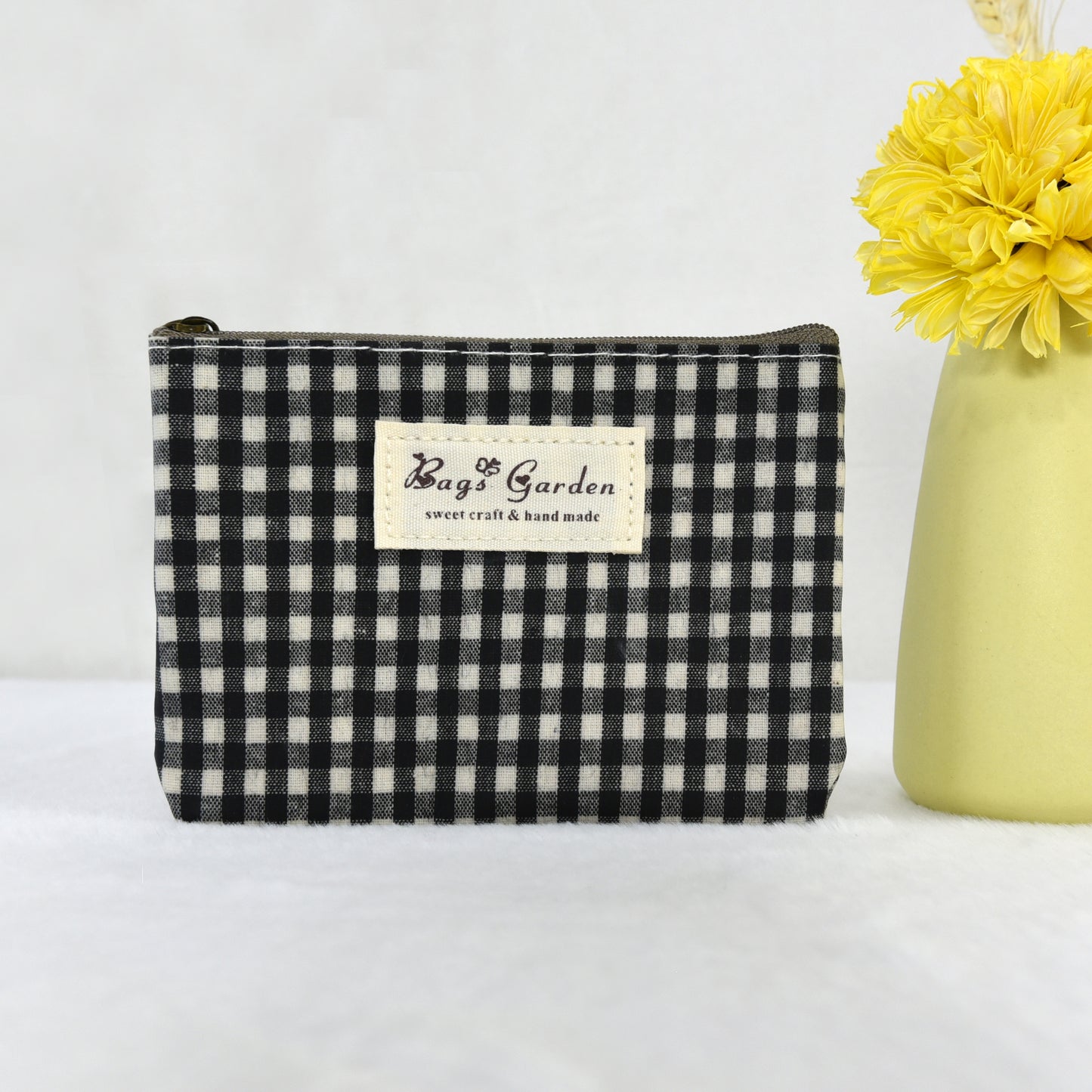 Monedero Impermeable Vichy | Monedero Pequeño con Cremallera para Mujer