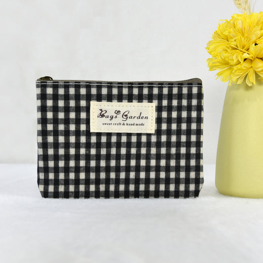 Monedero Impermeable Vichy | Monedero Pequeño con Cremallera para Mujer