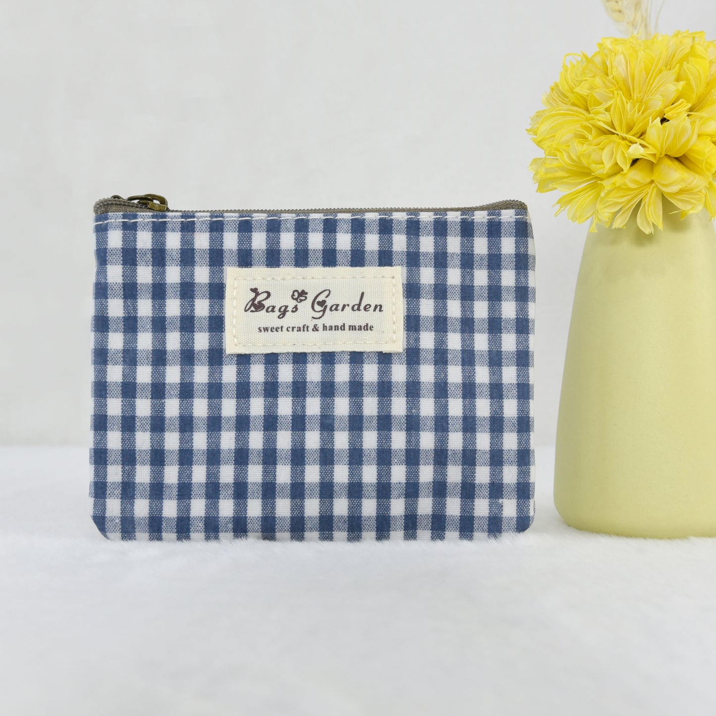 Monedero Impermeable Vichy | Monedero Pequeño con Cremallera para Mujer