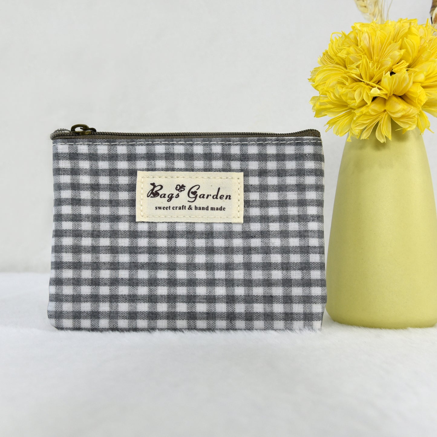 Monedero Impermeable Vichy | Monedero Pequeño con Cremallera para Mujer