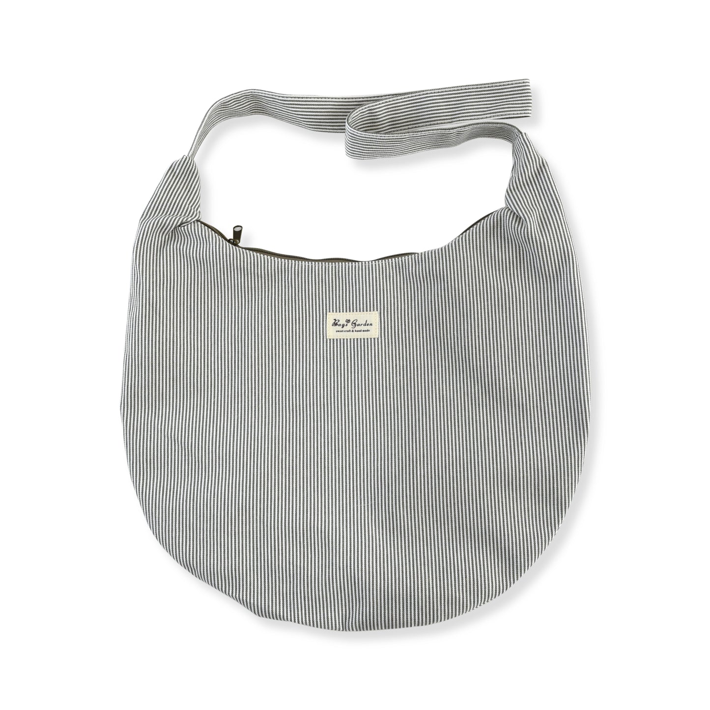 Bolso Bandolera de Algodón Tipo Media Luna con Rayas