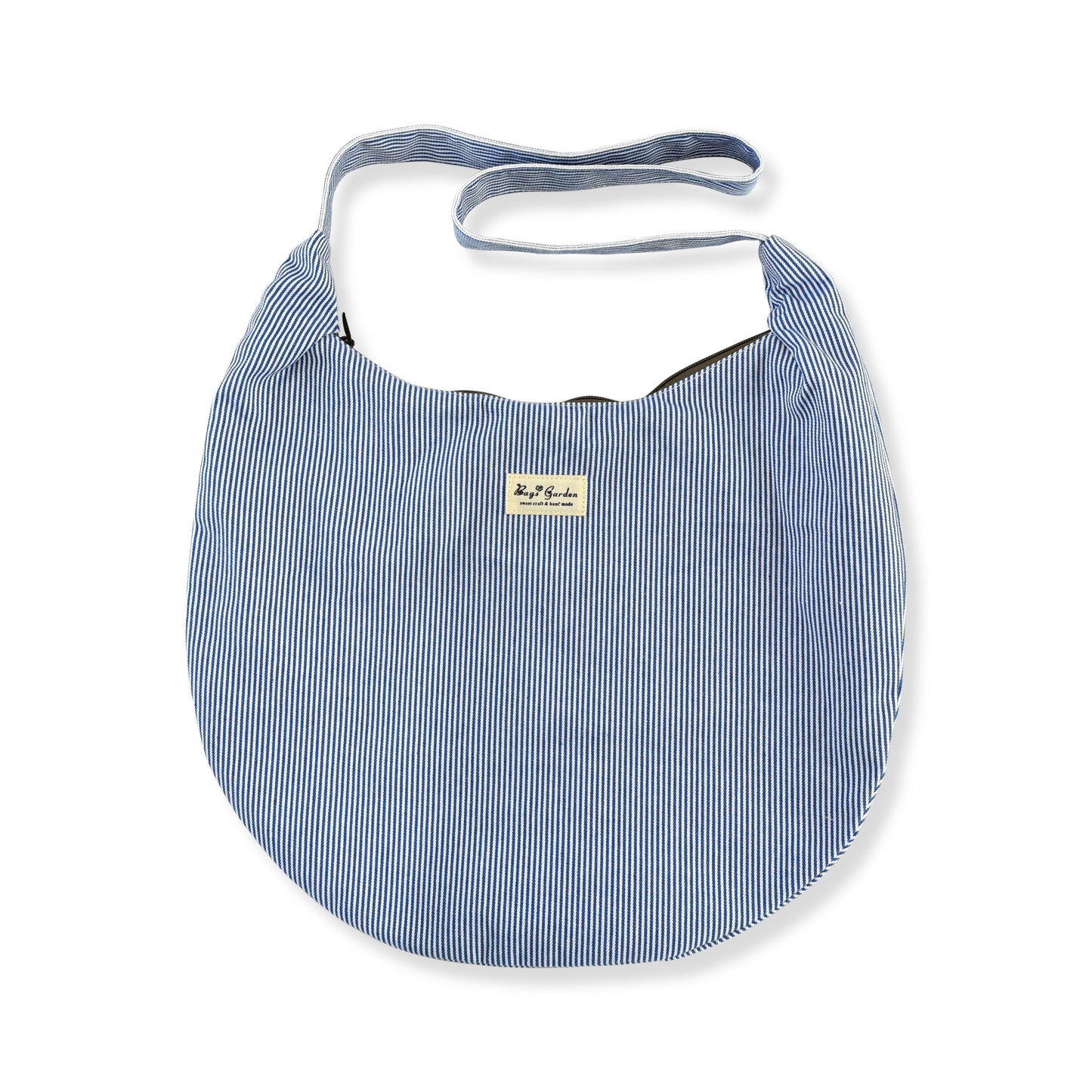 Bolso Bandolera de Algodón Tipo Media Luna con Rayas