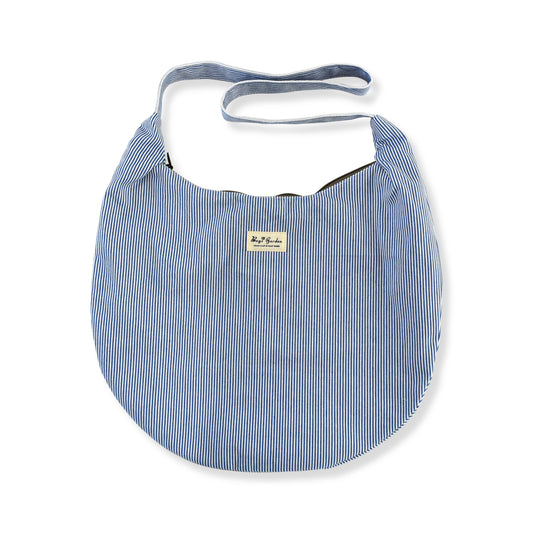 Bolso Bandolera de Algodón Tipo Media Luna con Rayas