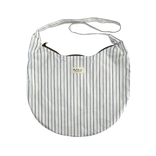 Bolso Bandolera de Algodón Tipo Media Luna con Rayas