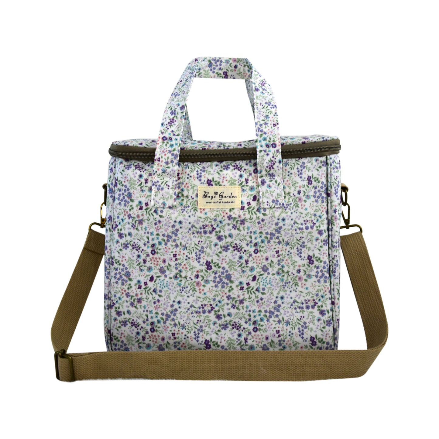 Bolso Nevera pequeño Floral Impermeable con Asa y Correa Ajustable para Comida, Trabajo, Playa y Picnic