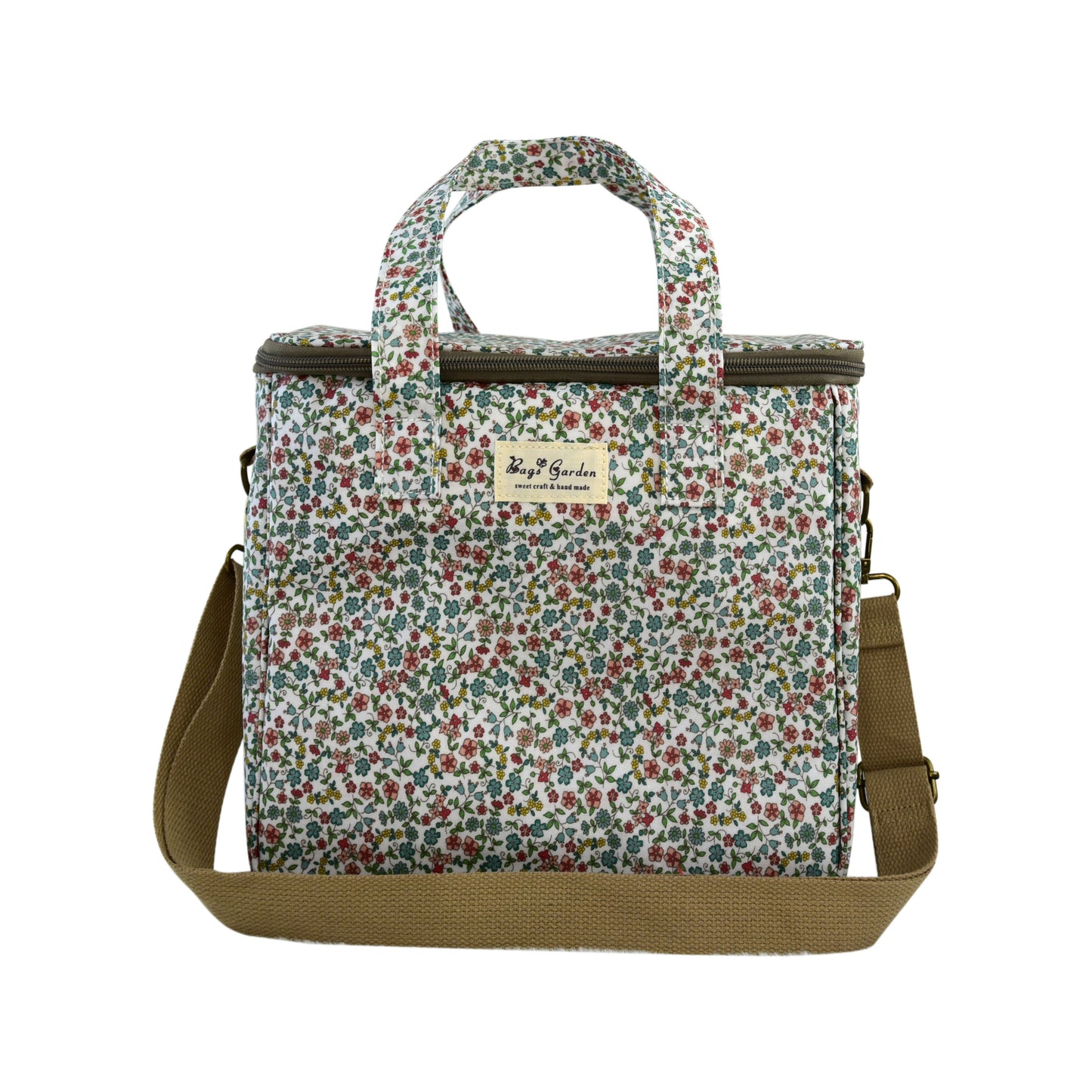 Bolso Nevera Grande Floral Impermeable con Interior Térmico y Asas para Comida, Playa y Picnic