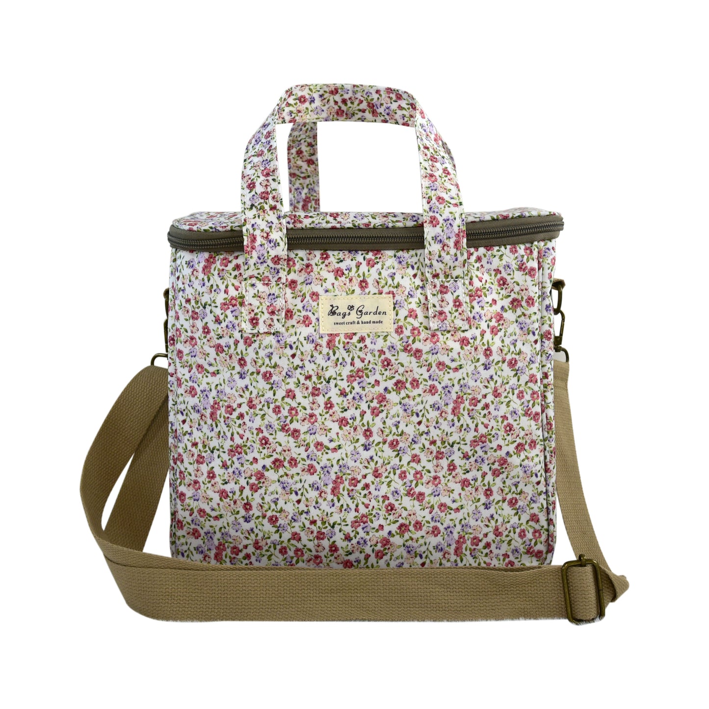 Bolso Nevera Grande Floral Impermeable con Interior Térmico y Asas para Comida, Playa y Picnic