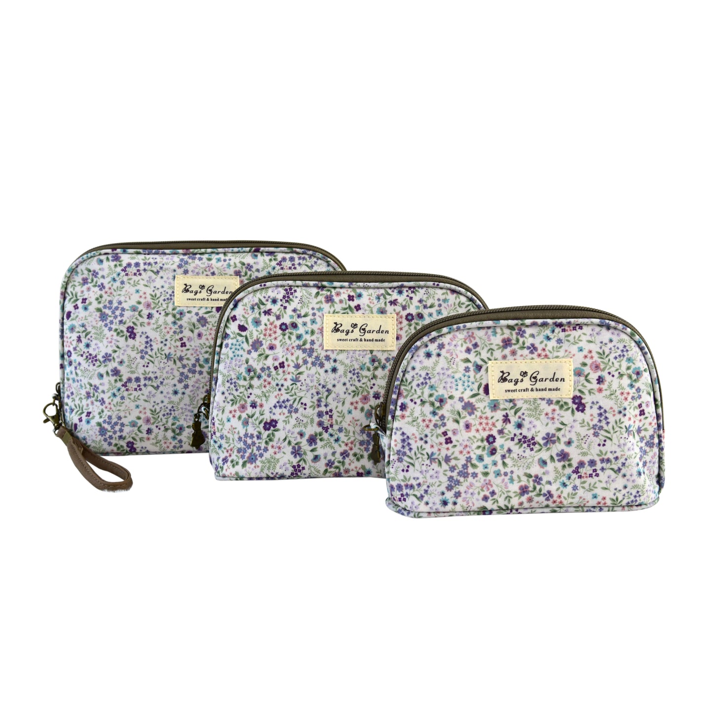 Set de 3 Neceseres Florales Impermeables de Diferentes Tamaños para Maquillaje y Viaje