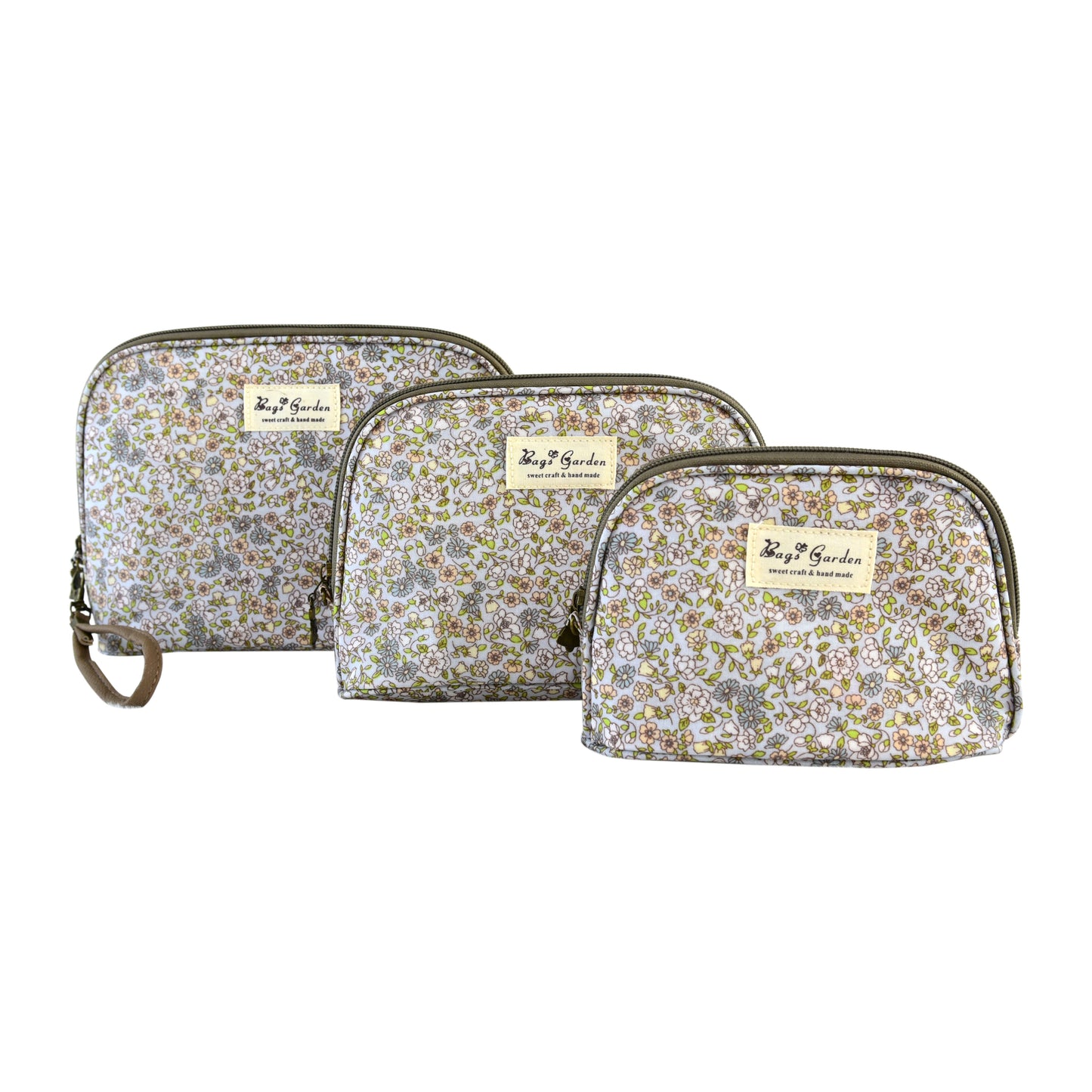 Set de 3 Neceseres Florales Impermeables de Diferentes Tamaños para Maquillaje y Viaje