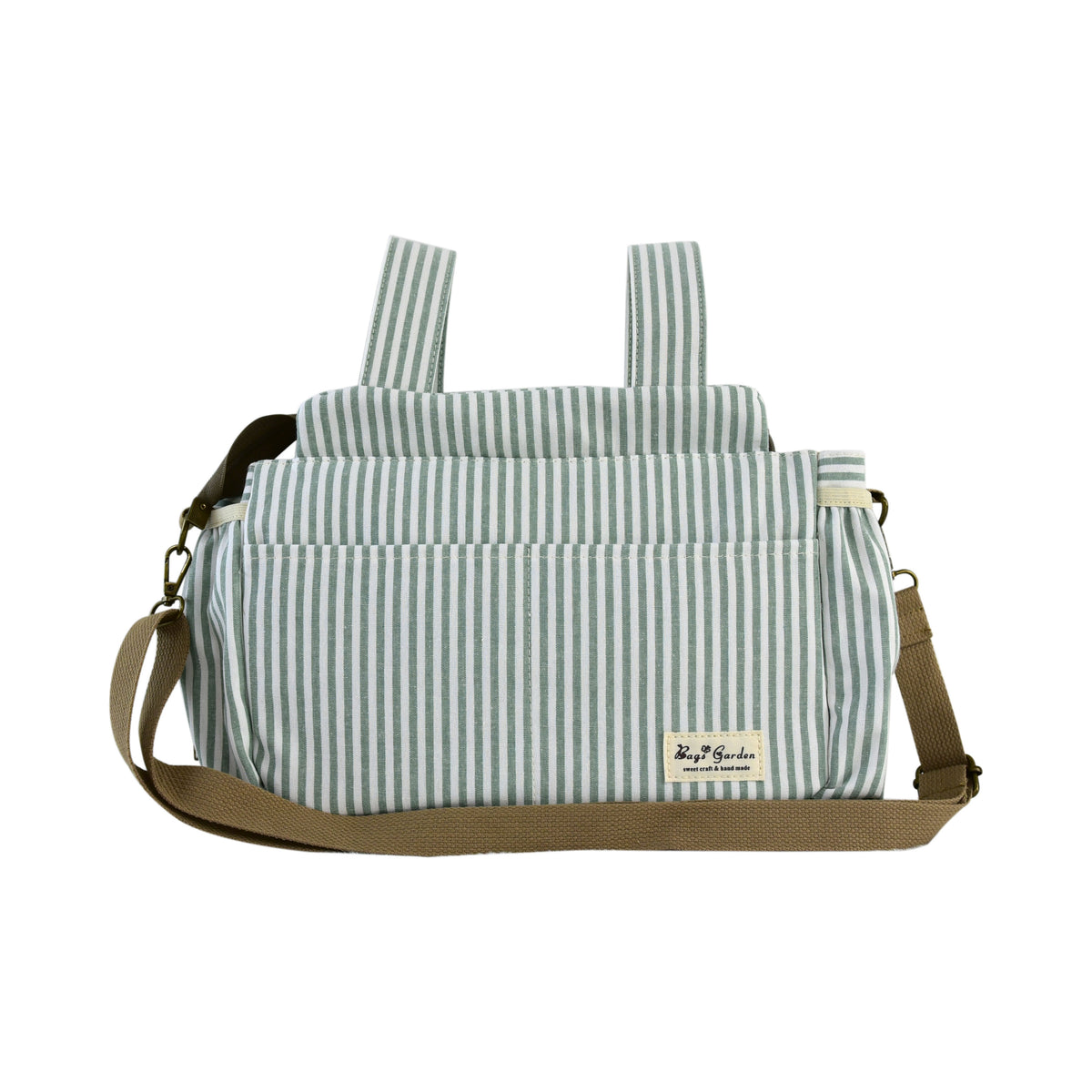 Organizador de Carrito de Bebé Rayas Algodón | Bolsa Maternal Multifuncional