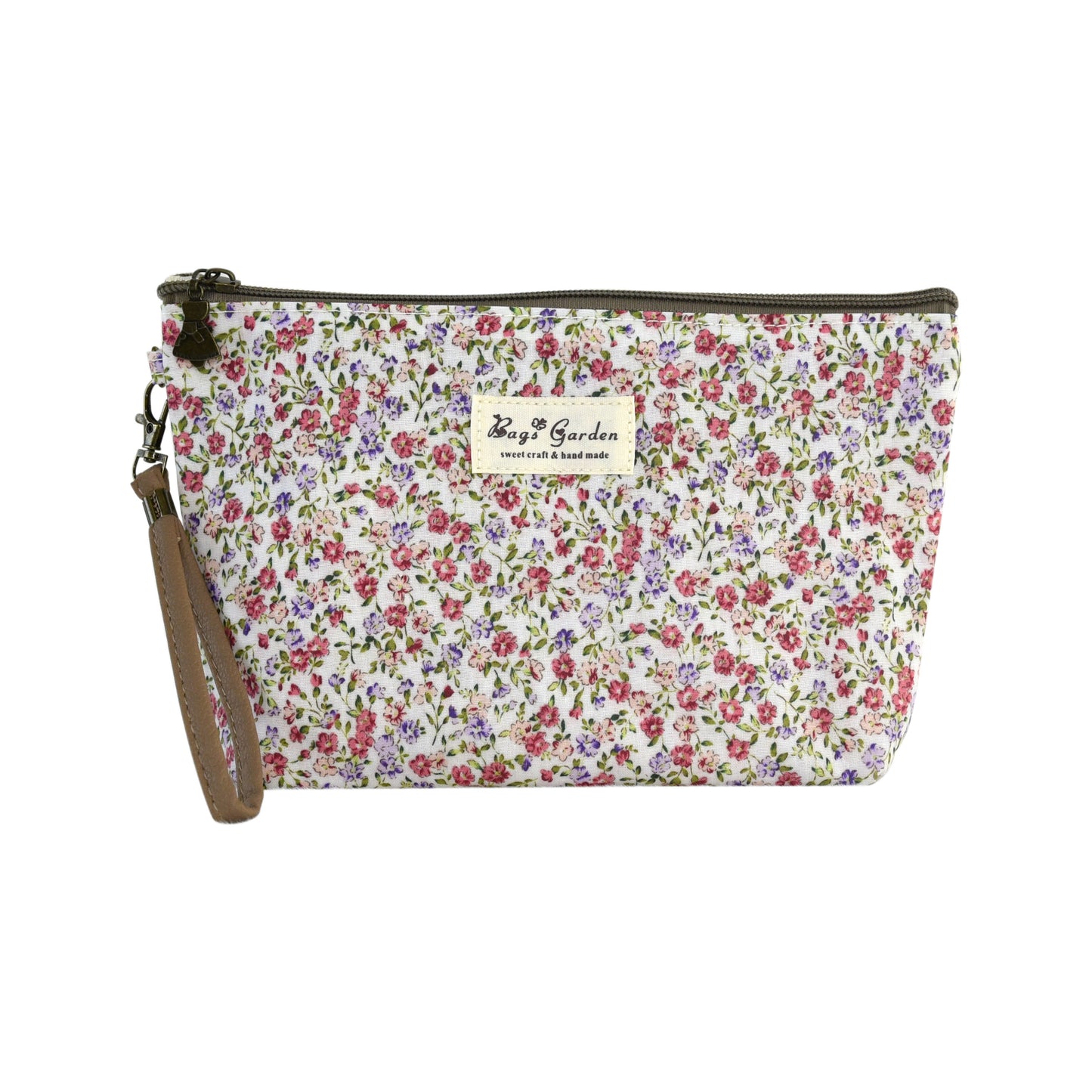 Neceser Mediano Floral Impermeable Bags Garden con Asa de Muñeca y Bolsillo Trasero con Cremallera
