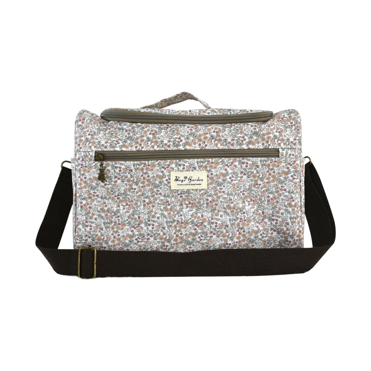 Bolso Nevera Floral Grande Impermeable con Bolsillo Frontal, Cremallera y Correa de Hombro para Picnic y Trabajo
