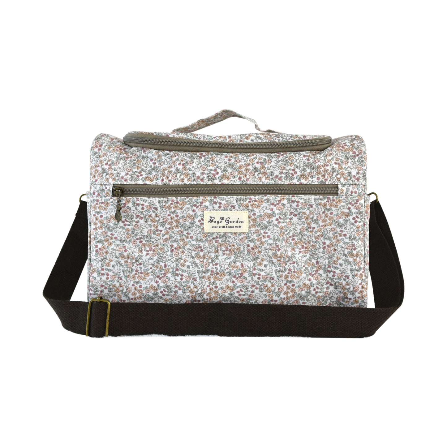 Bolso Nevera Floral Grande Impermeable con Bolsillo Frontal, Cremallera y Correa de Hombro para Picnic y Trabajo