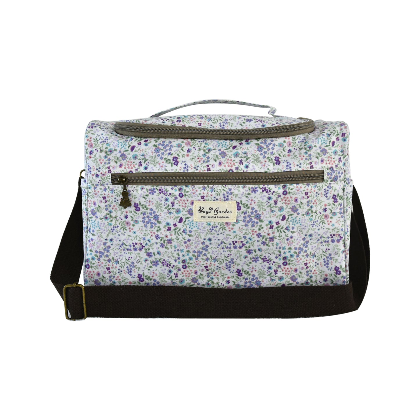 Bolso Nevera Floral Grande Impermeable con Bolsillo Frontal, Cremallera y Correa de Hombro para Picnic y Trabajo