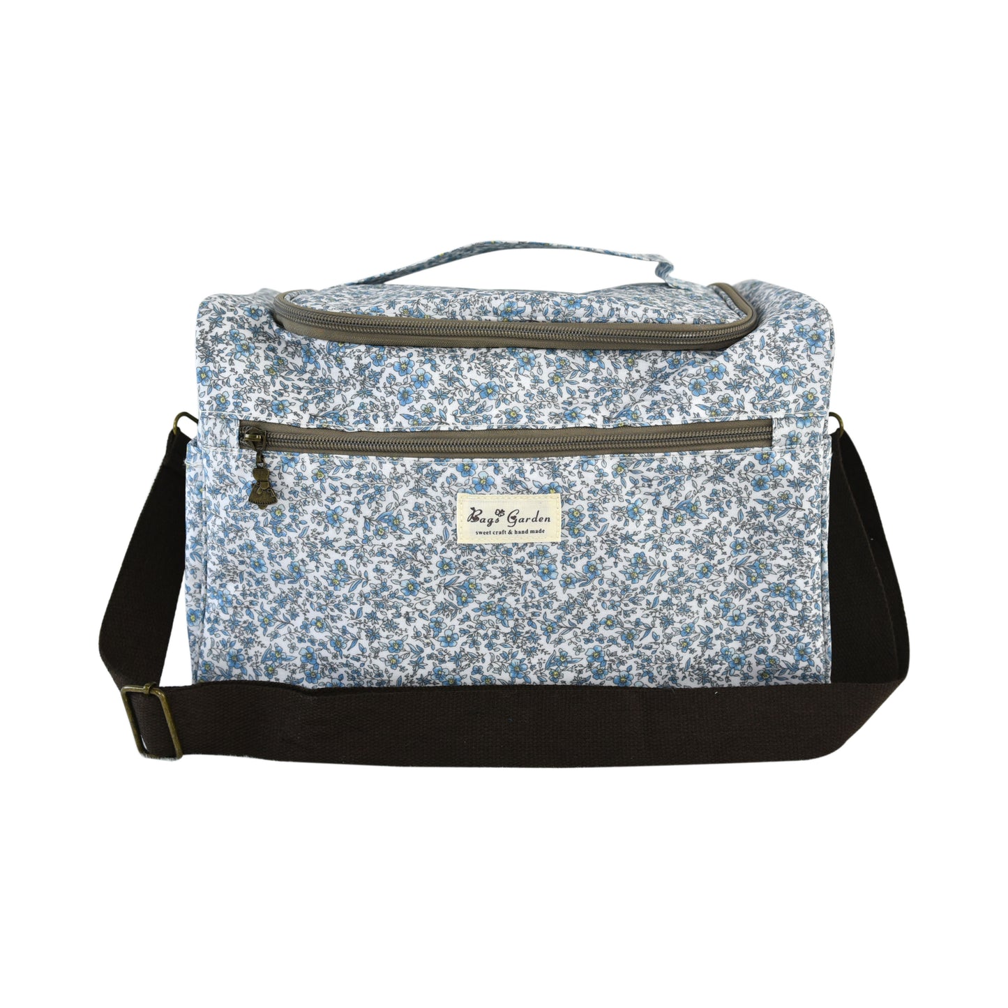 Bolso Nevera Floral Grande Impermeable con Bolsillo Frontal, Cremallera y Correa de Hombro para Picnic y Trabajo