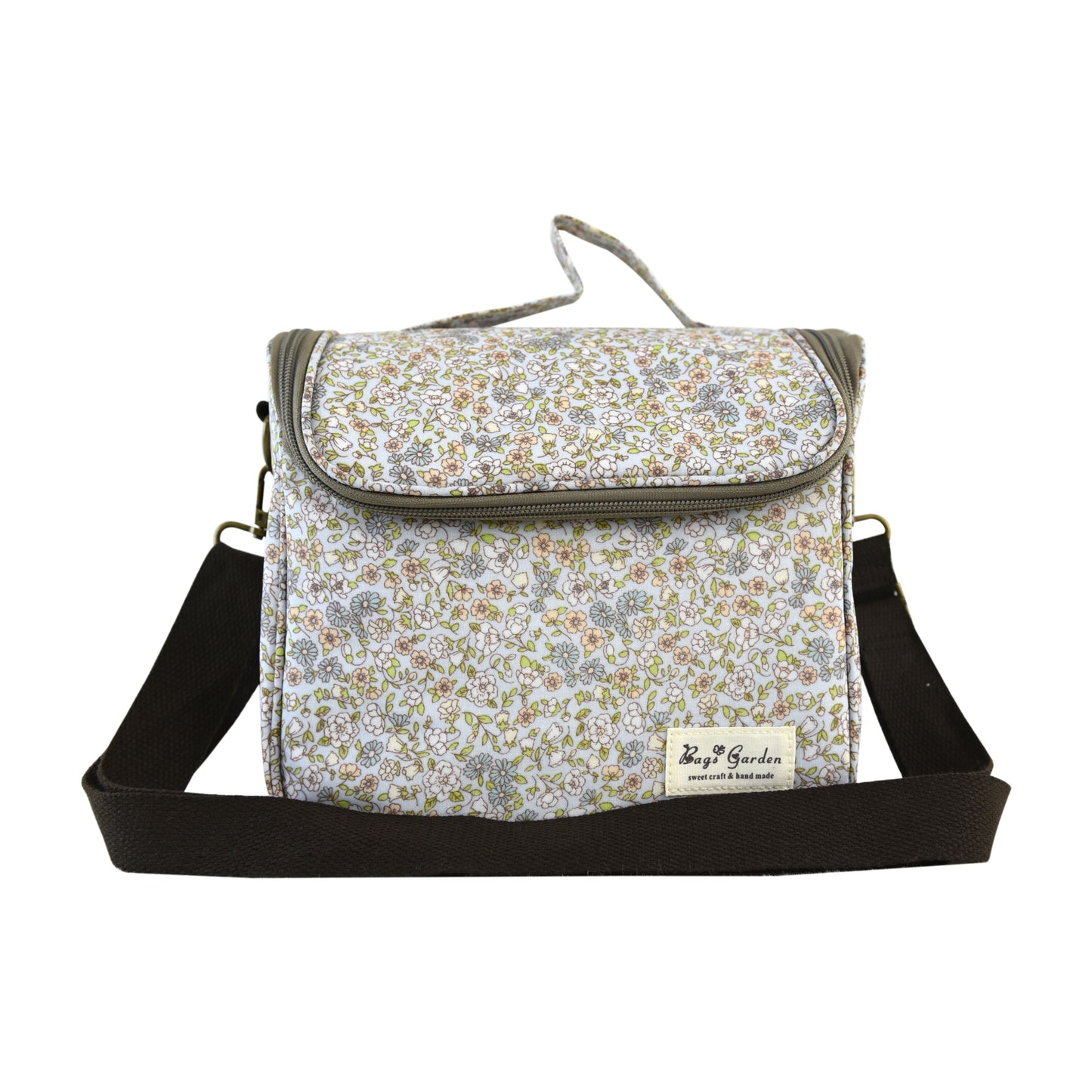 Bolso Nevera Floral Impermeable con Apertura Frontal, Asa y Correa Ajustable para Comida, Trabajo y Picnic
