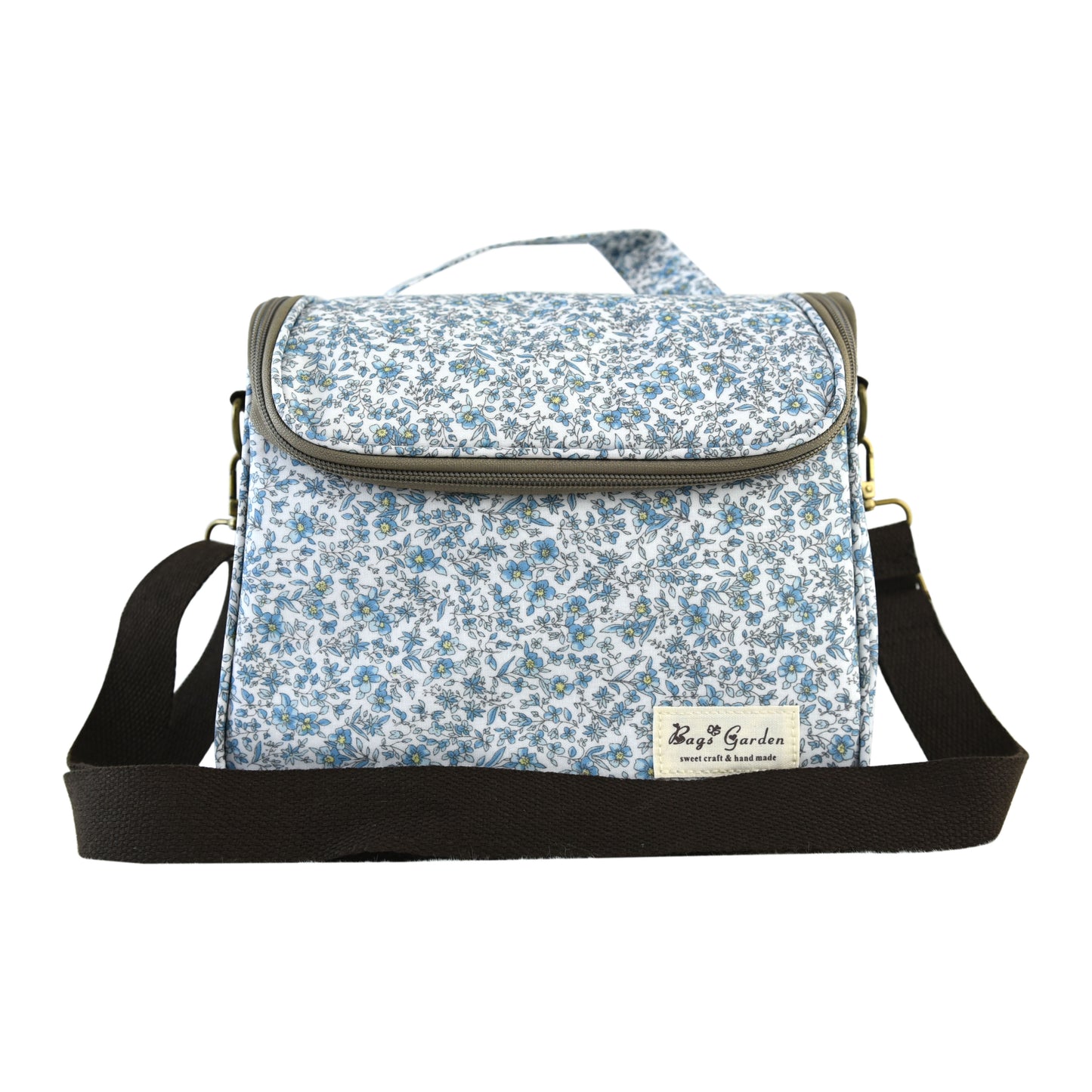 Bolso Nevera Floral Impermeable con Apertura Frontal, Asa y Correa Ajustable para Comida, Trabajo y Picnic