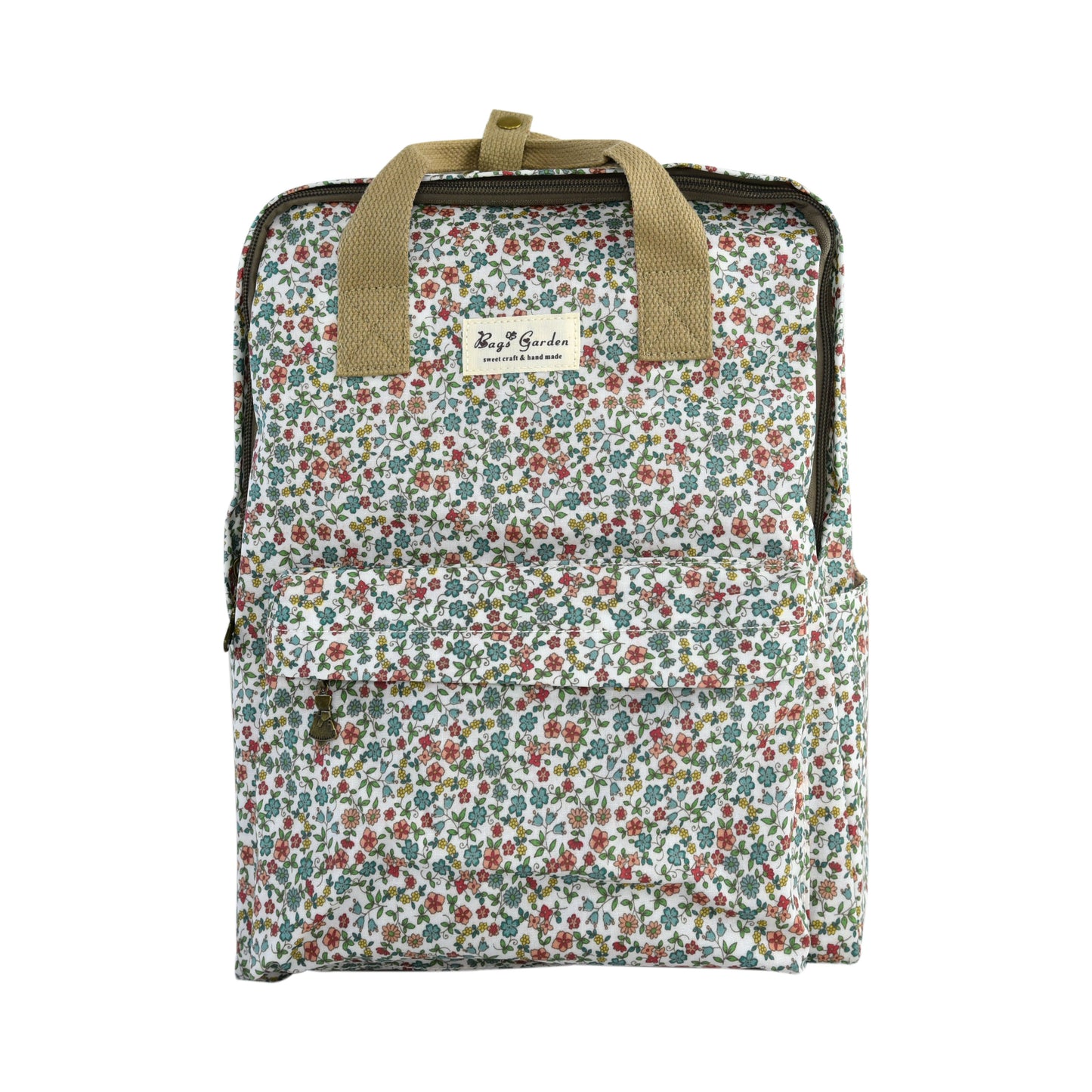 Mochila Floral Impermeable Bags Garden con Bolsillo Frontal, Bolsillos Laterales