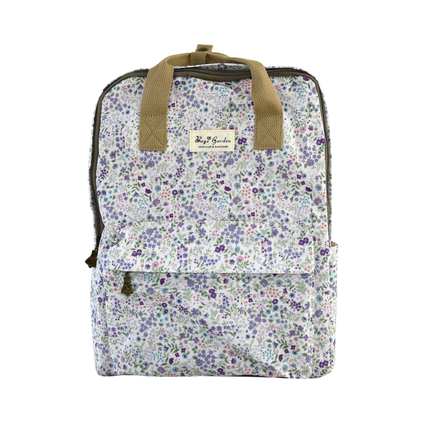 Mochila Floral Impermeable Bags Garden con Bolsillo Frontal, Bolsillos Laterales