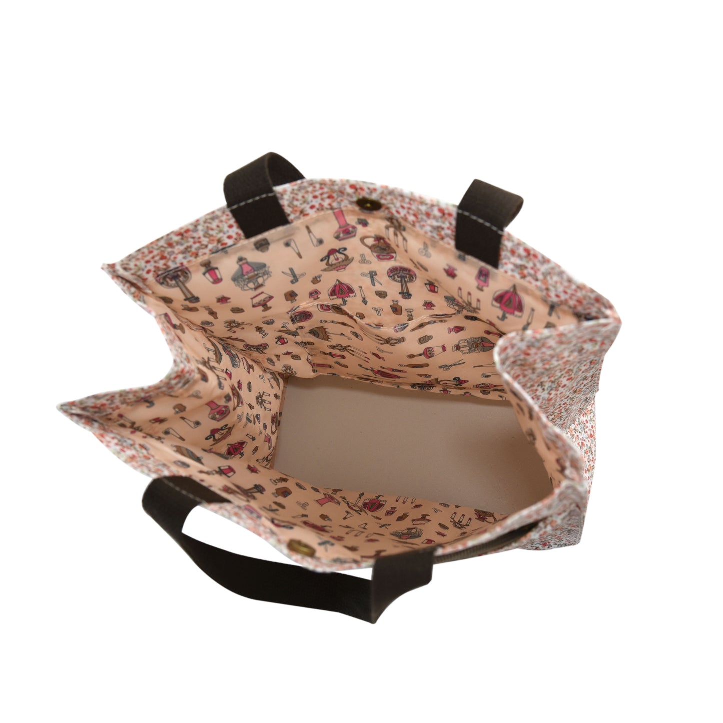 Bolso de Mano Mediano Impermeable Floral | Bolsa de Almuerzo Multifuncional con Bolsillo