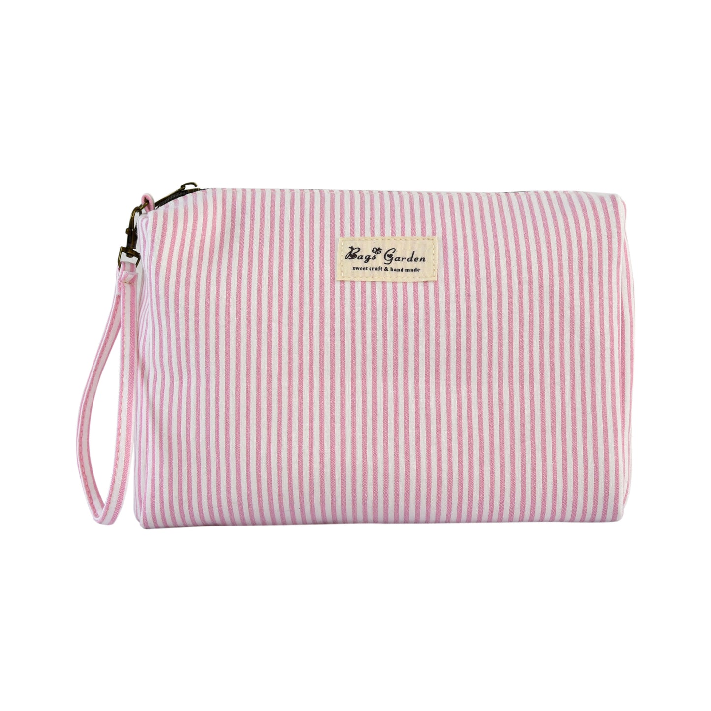 Neceser de Rayas Algodón | Bolsa de Maquillaje Viaje y Uso Diario