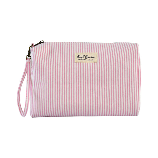 Neceser de Rayas Algodón | Bolsa de Maquillaje Viaje y Uso Diario