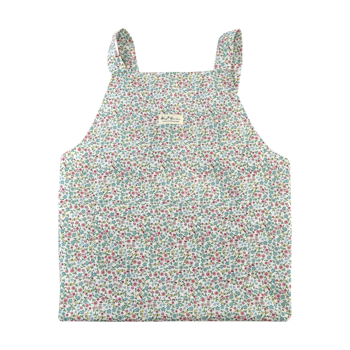 Delantal de Cocina con Estampado Floral, Dos Bolsillos Frontales y Cintas Traseras