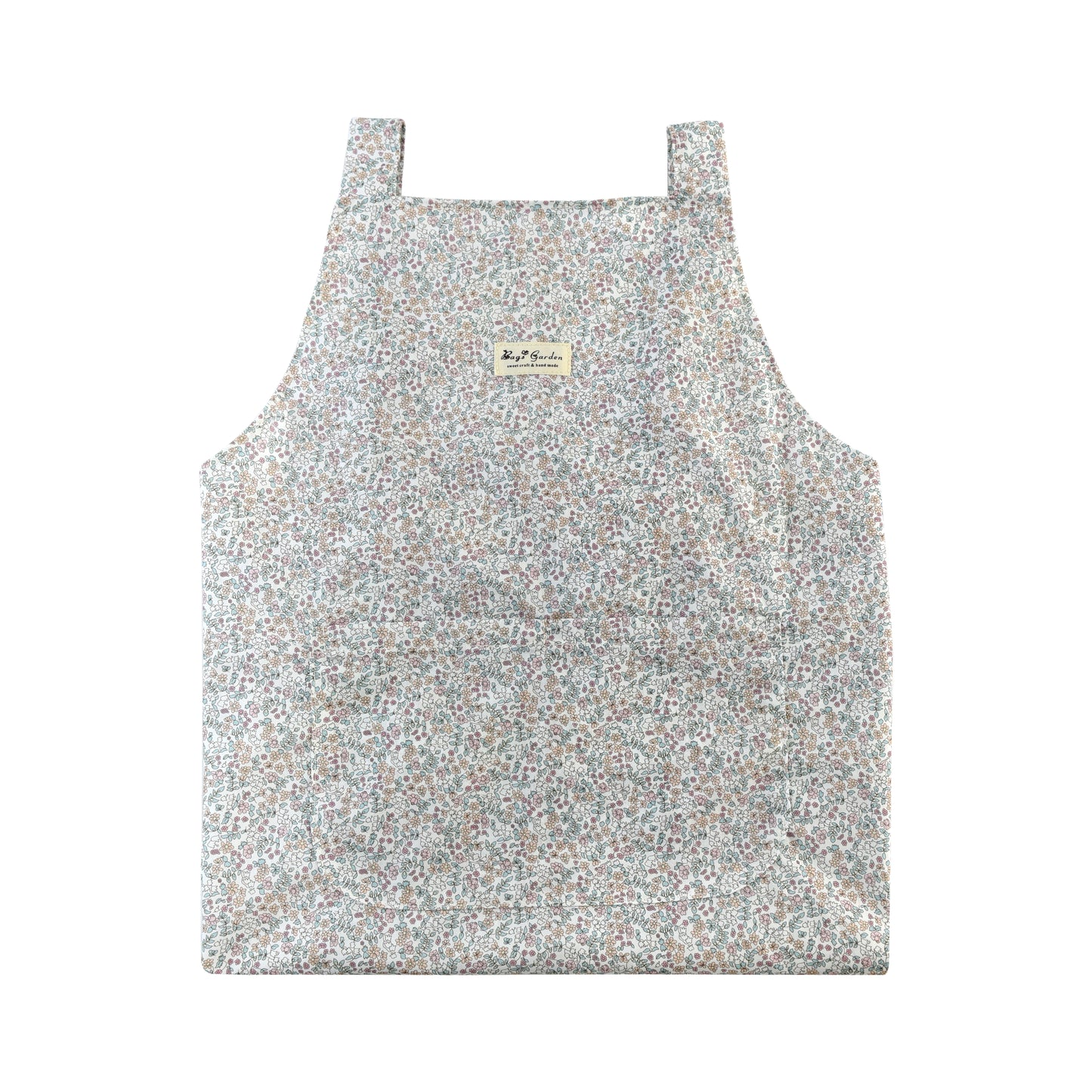 Delantal de Cocina con Estampado Floral, Dos Bolsillos Frontales y Cintas Traseras